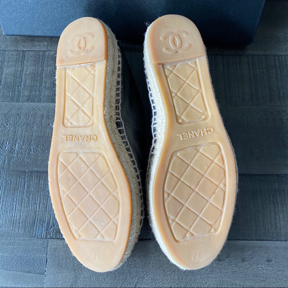 CHANEL Black Leather Espadrilles - Picture 5 of 7